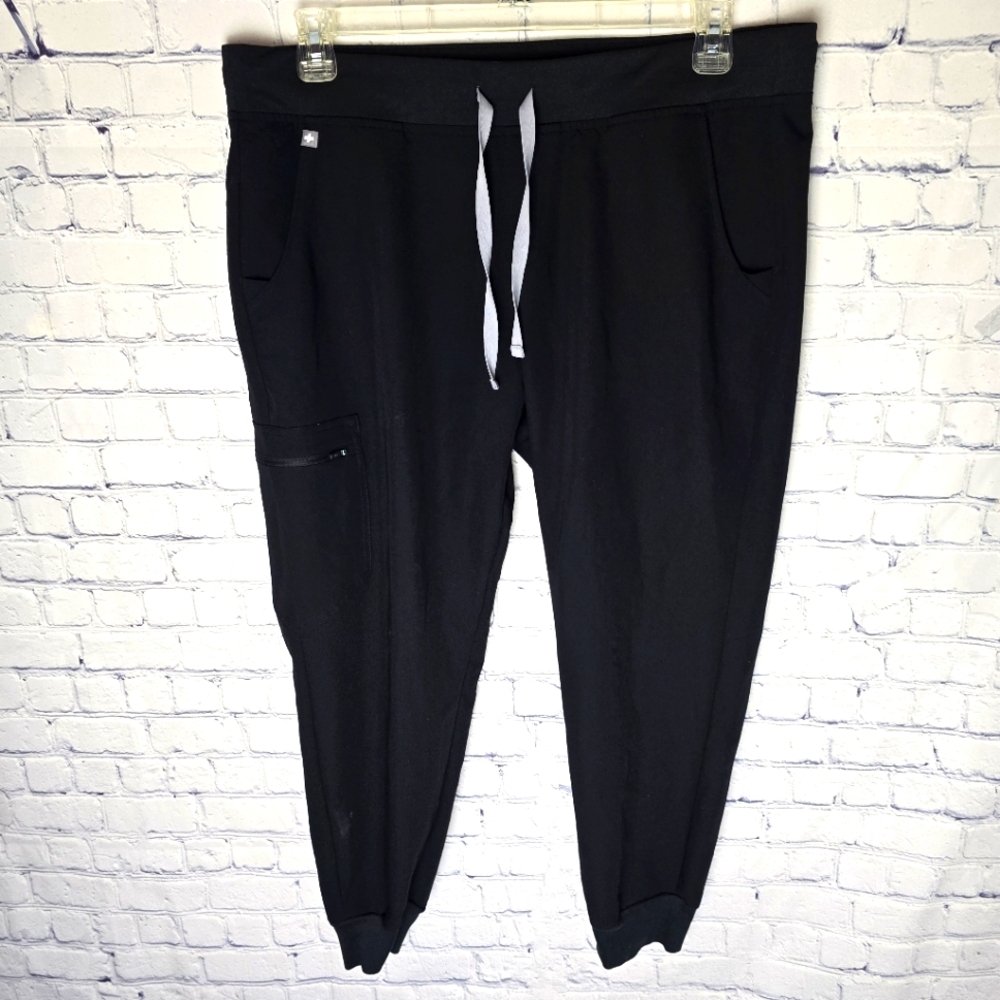 Figs Women's Black Joggers with White Drawstring Size XL